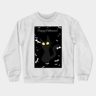 "Happy Halloween" Spooky Tiny Halloween Kitten Crewneck Sweatshirt